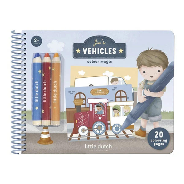 Libro Mágico Vehículos Jim Con Lápices Little Dutch