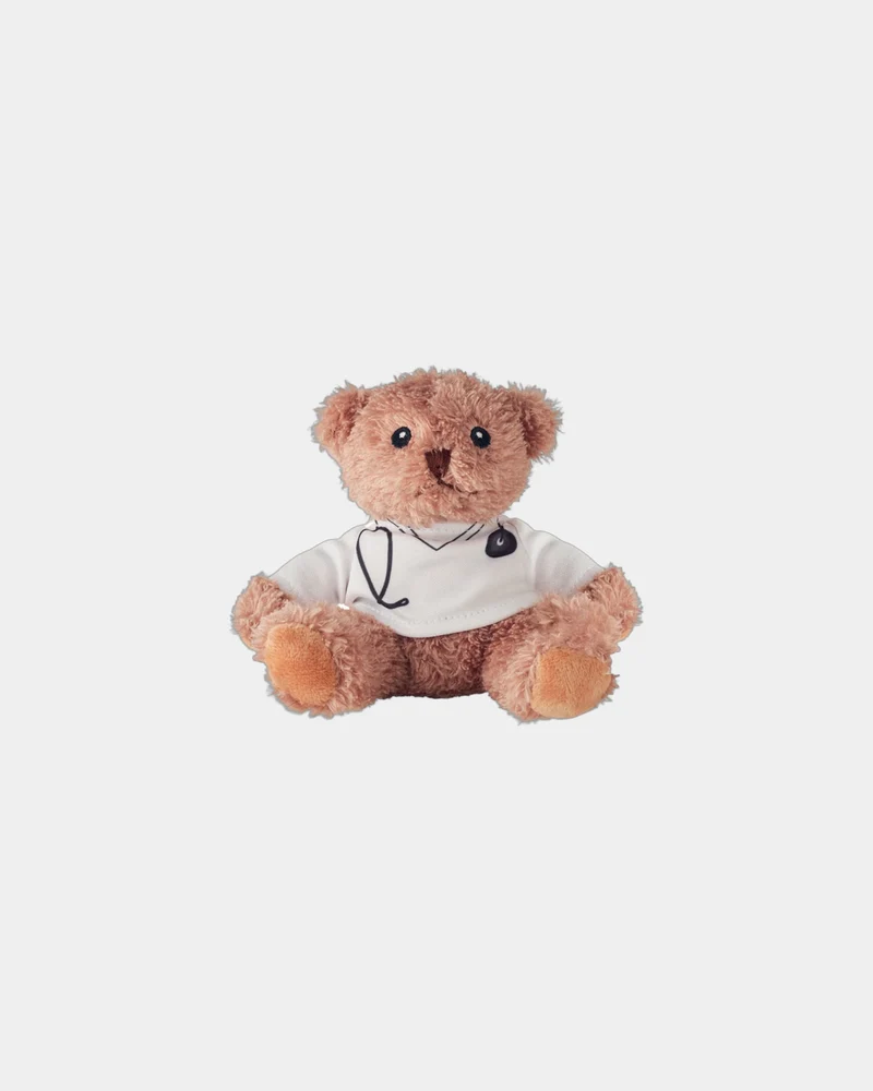 Peluche oso doctor de poliéster para personalizar