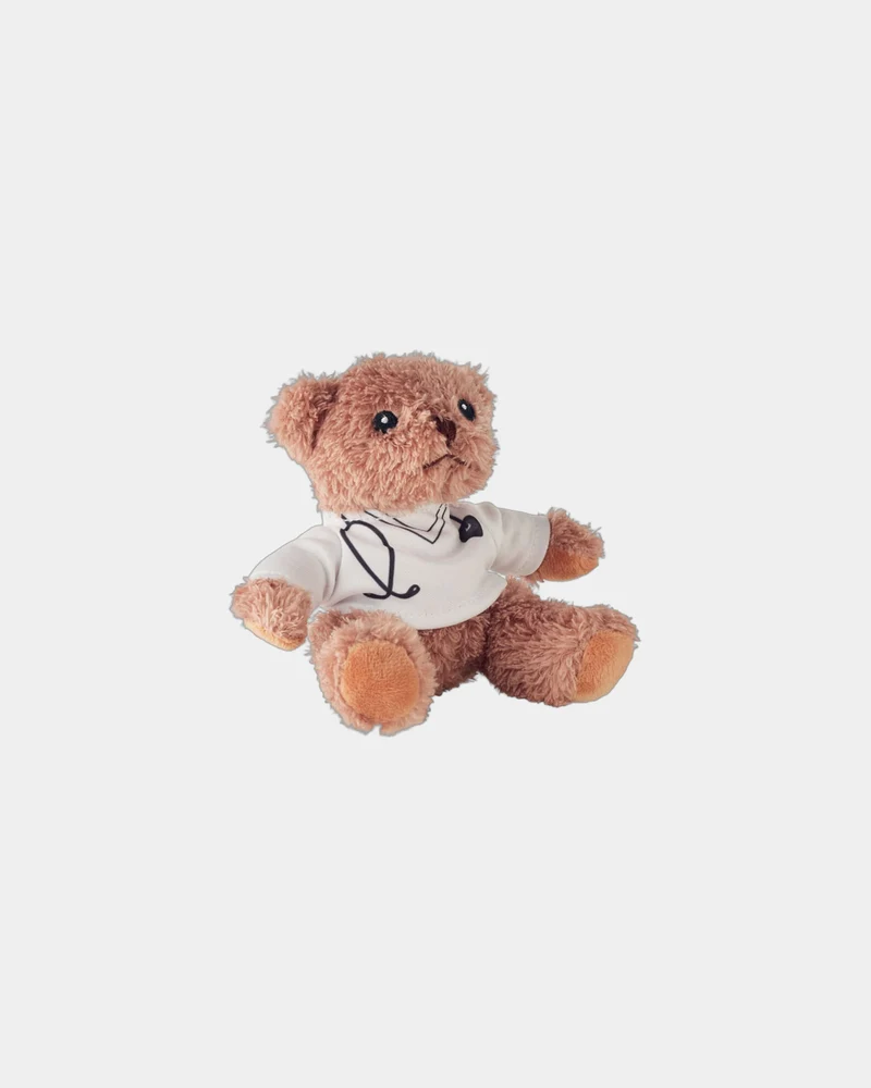 Peluche oso doctor de poliéster para personalizar