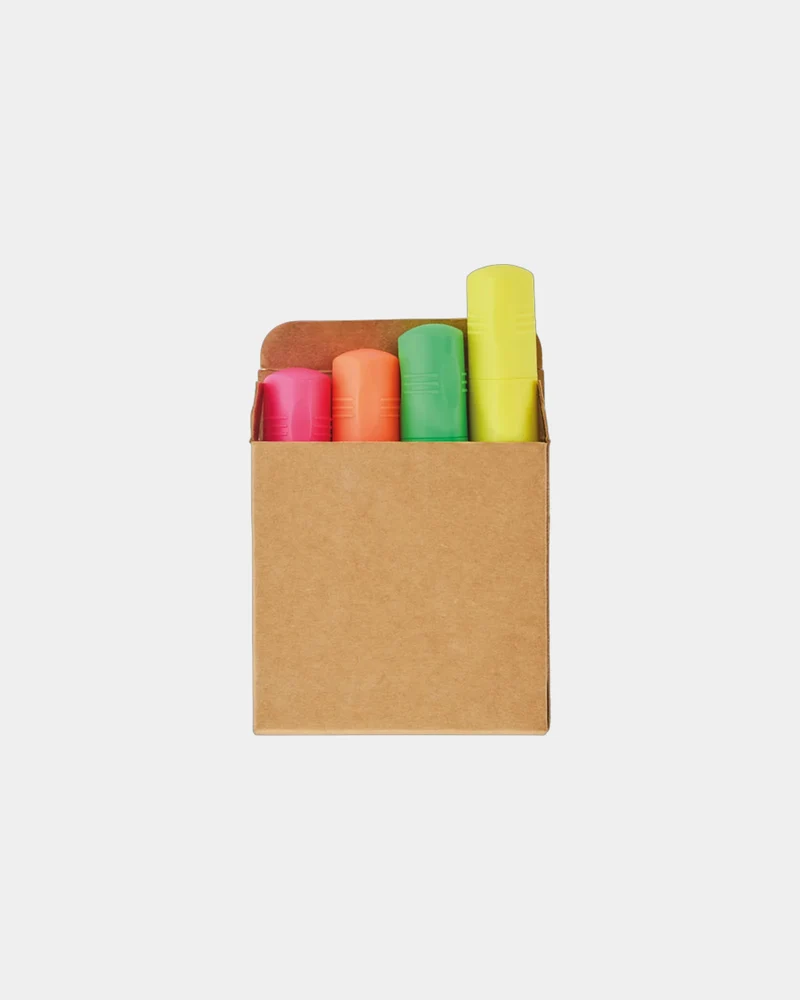 Set de 4 marcadores en caja kraft para personalizar