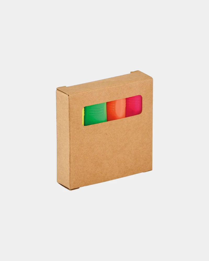 Set de 4 marcadores en caja kraft para personalizar