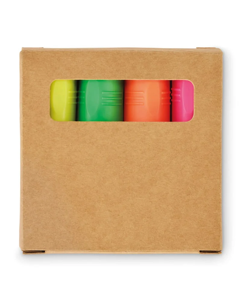 Set de 4 marcadores en caja kraft para personalizar