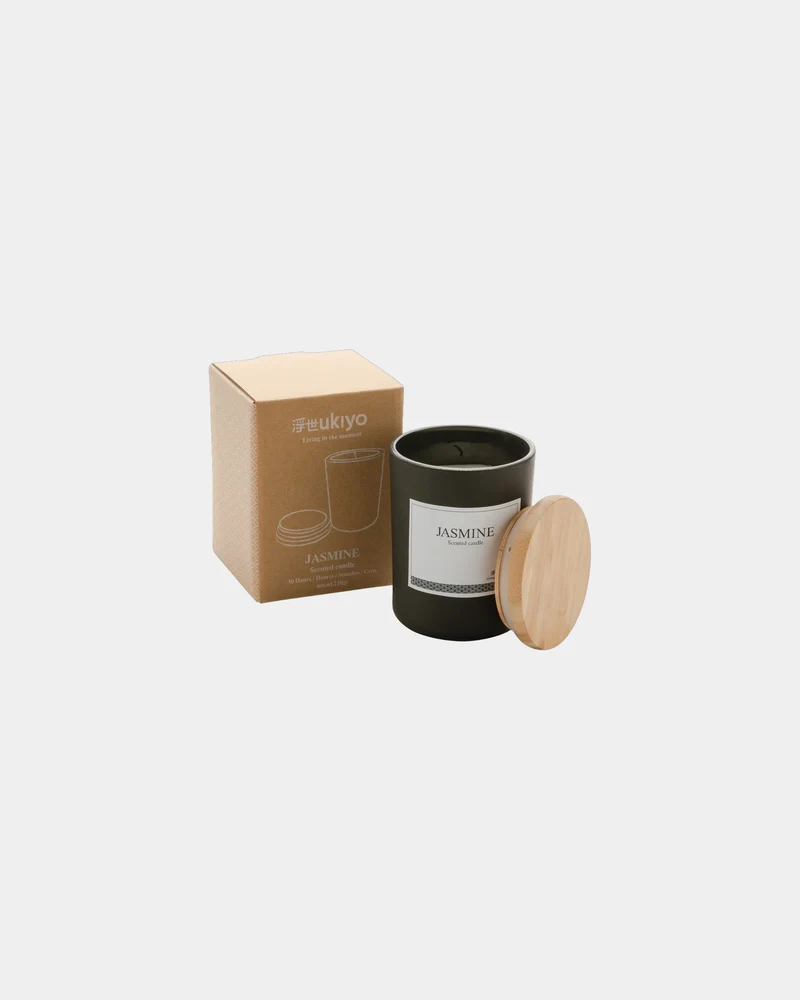 Vela perfumada tapa bambú jazmín para personalizar