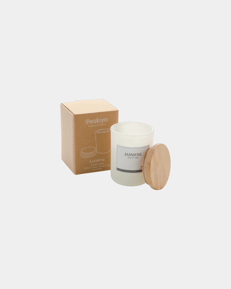 Vela perfumada tapa bambú jazmín para personalizar