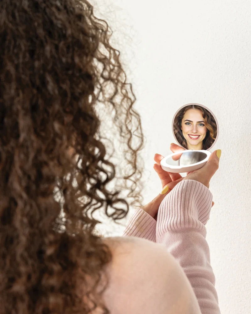 Espejo maquillaje LED plástico reciclado para personalizar