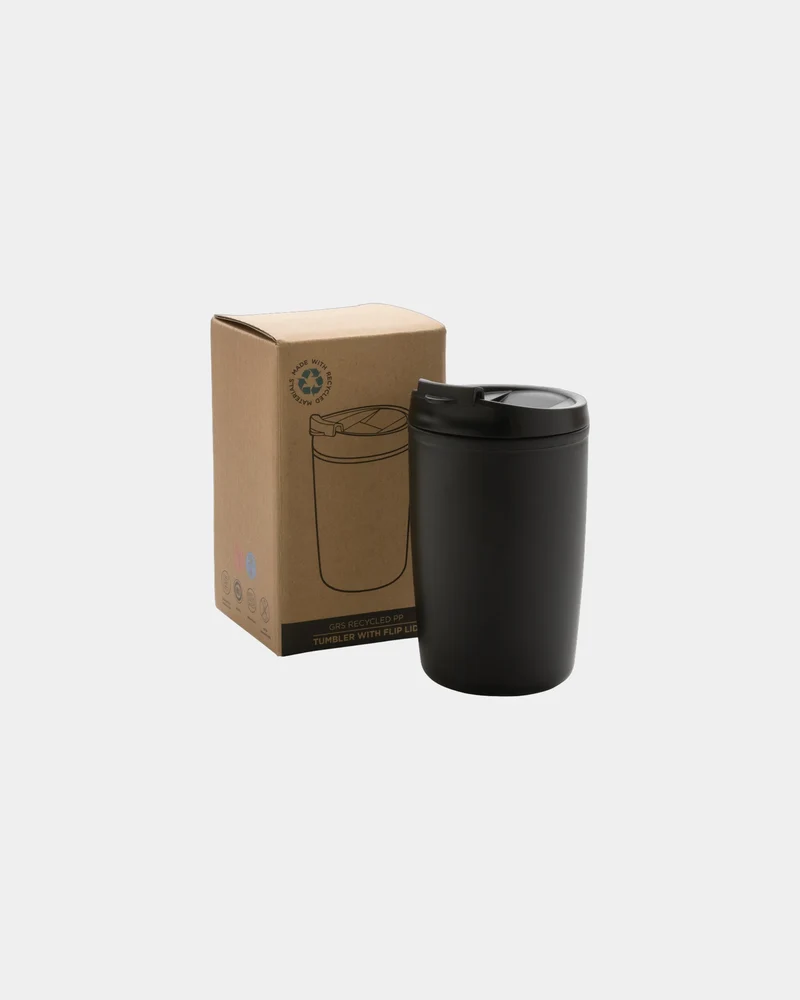 Mug PP reciclado GRS 300ml con tapa para personalizar