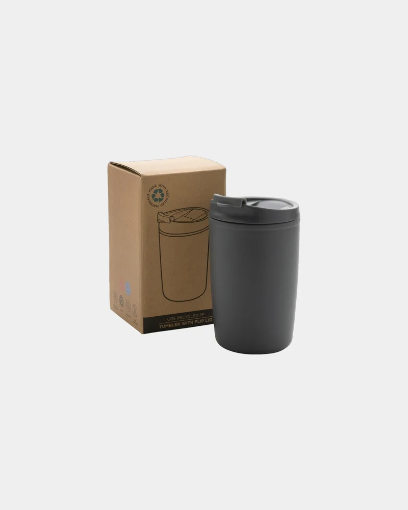 Mug PP reciclado GRS 300ml con tapa para personalizar