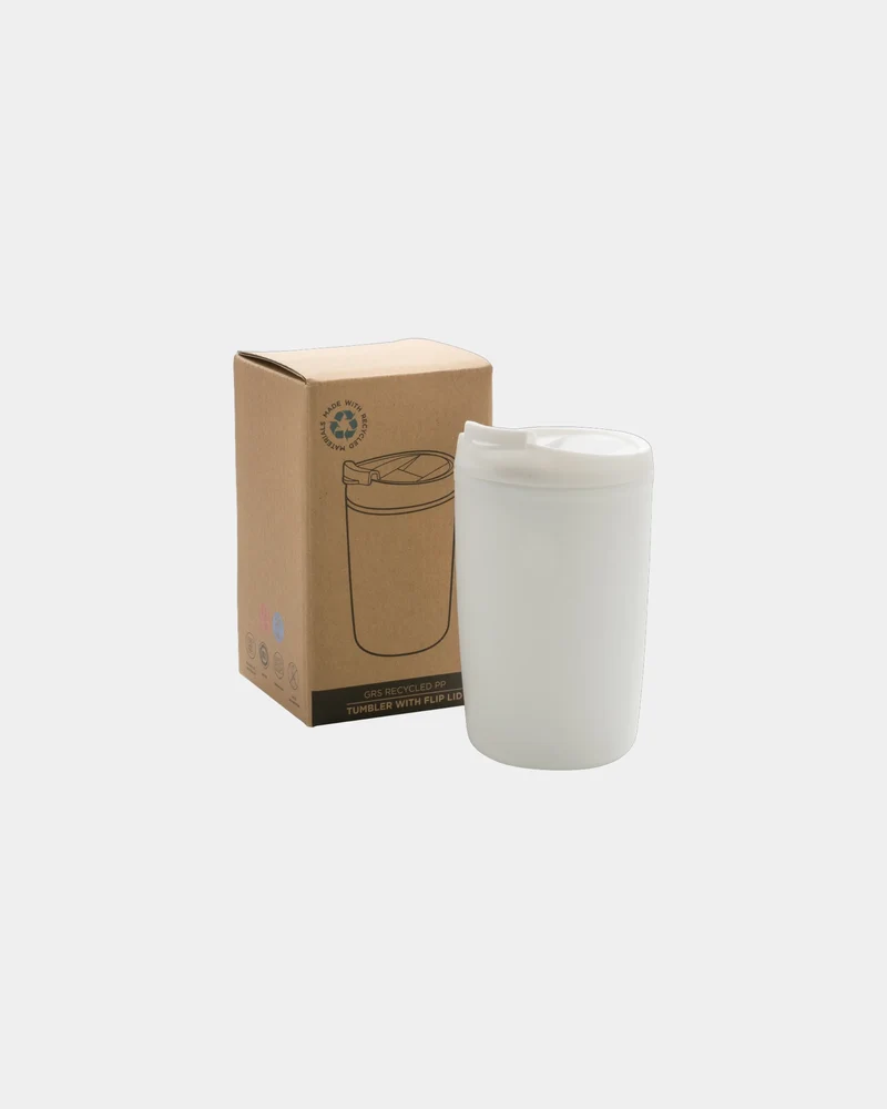 Mug PP reciclado GRS 300ml con tapa para personalizar