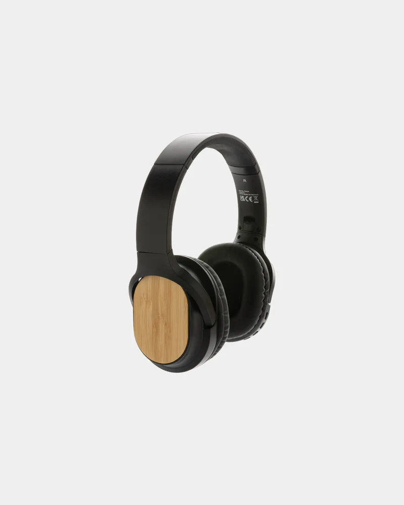 Auriculares de diadema bambú reciclado para personalizar