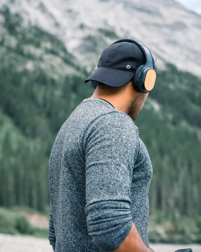 Auriculares de diadema bambú reciclado para personalizar