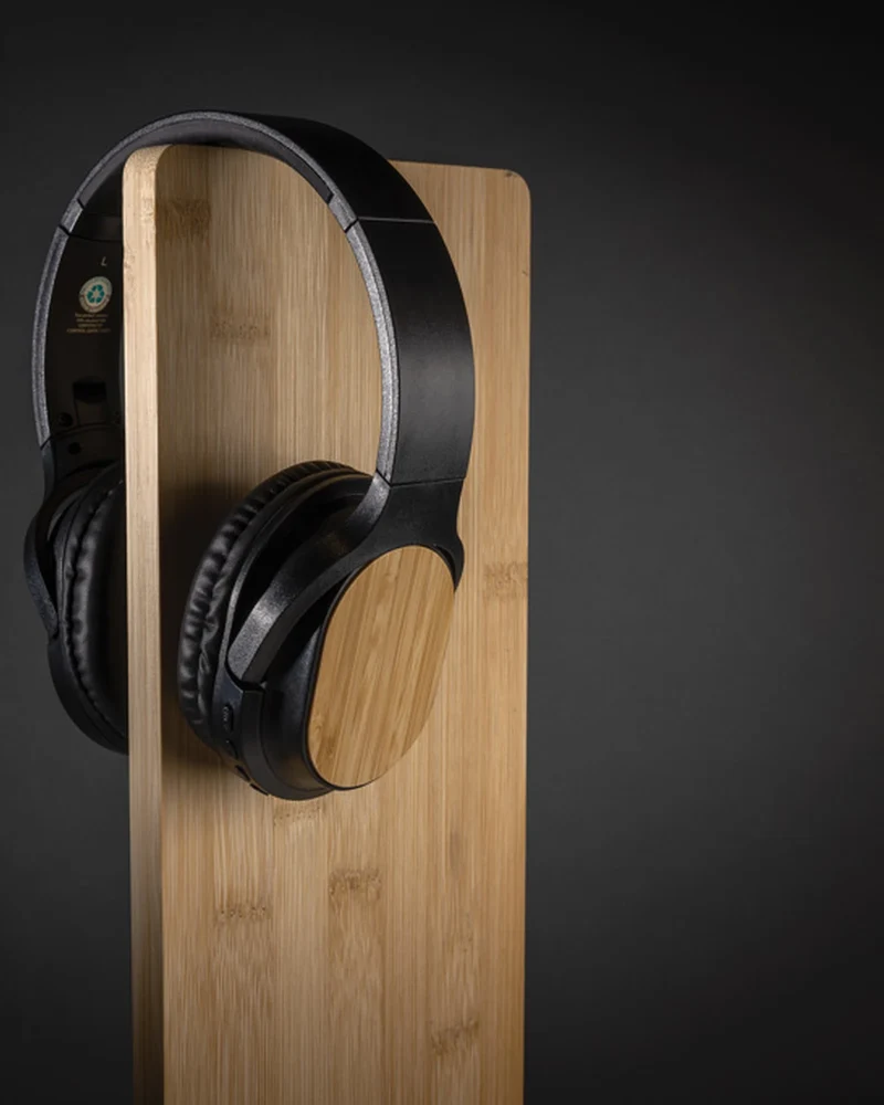 Auriculares de diadema bambú reciclado para personalizar