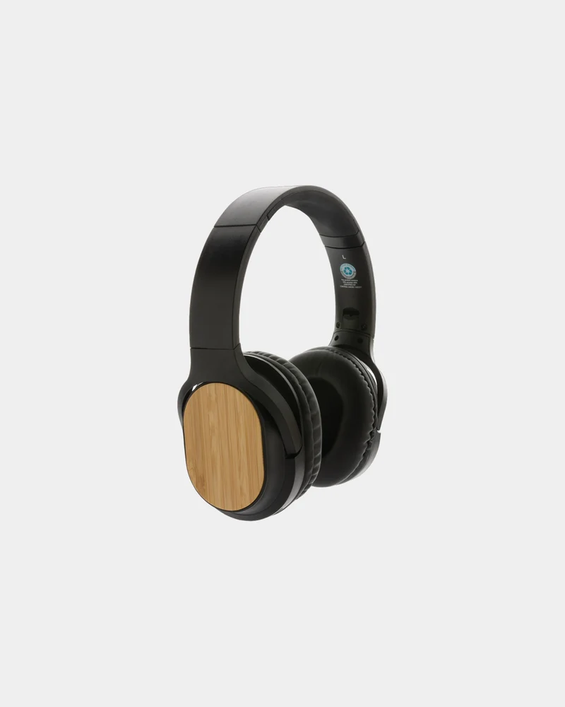 Auriculares de diadema bambú reciclado para personalizar
