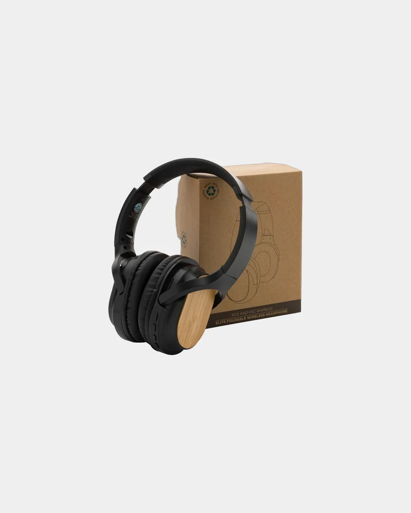 Auriculares de diadema bambú reciclado para personalizar