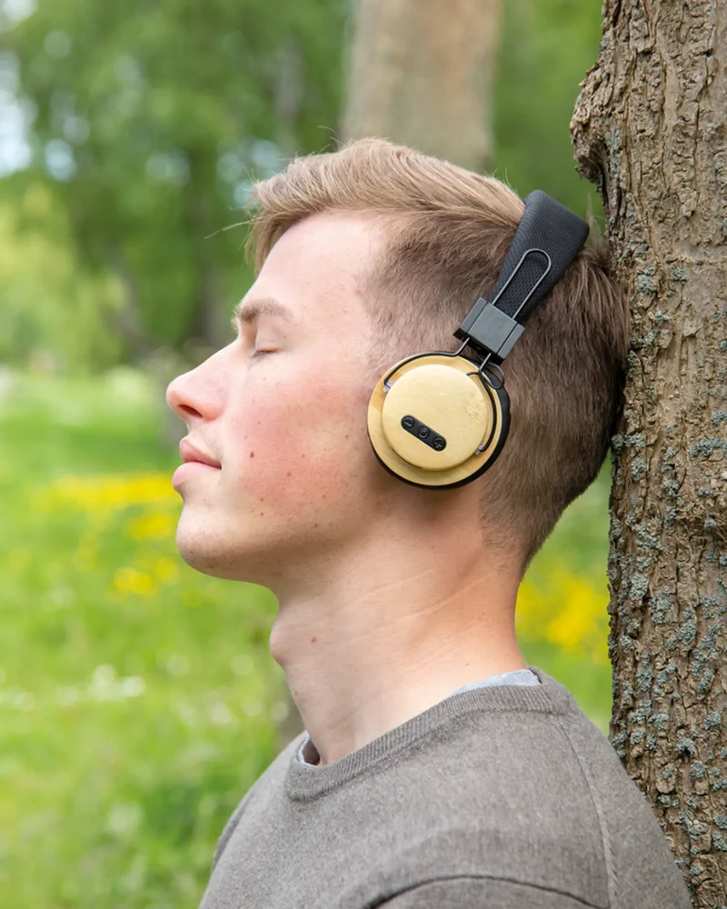 Auriculares de diadema bambú BT 5.0 para personalizar