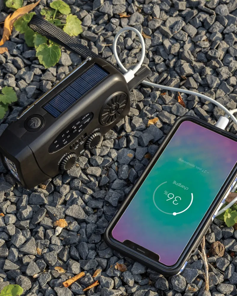Radio de emergencia plástico reciclado para personalizar