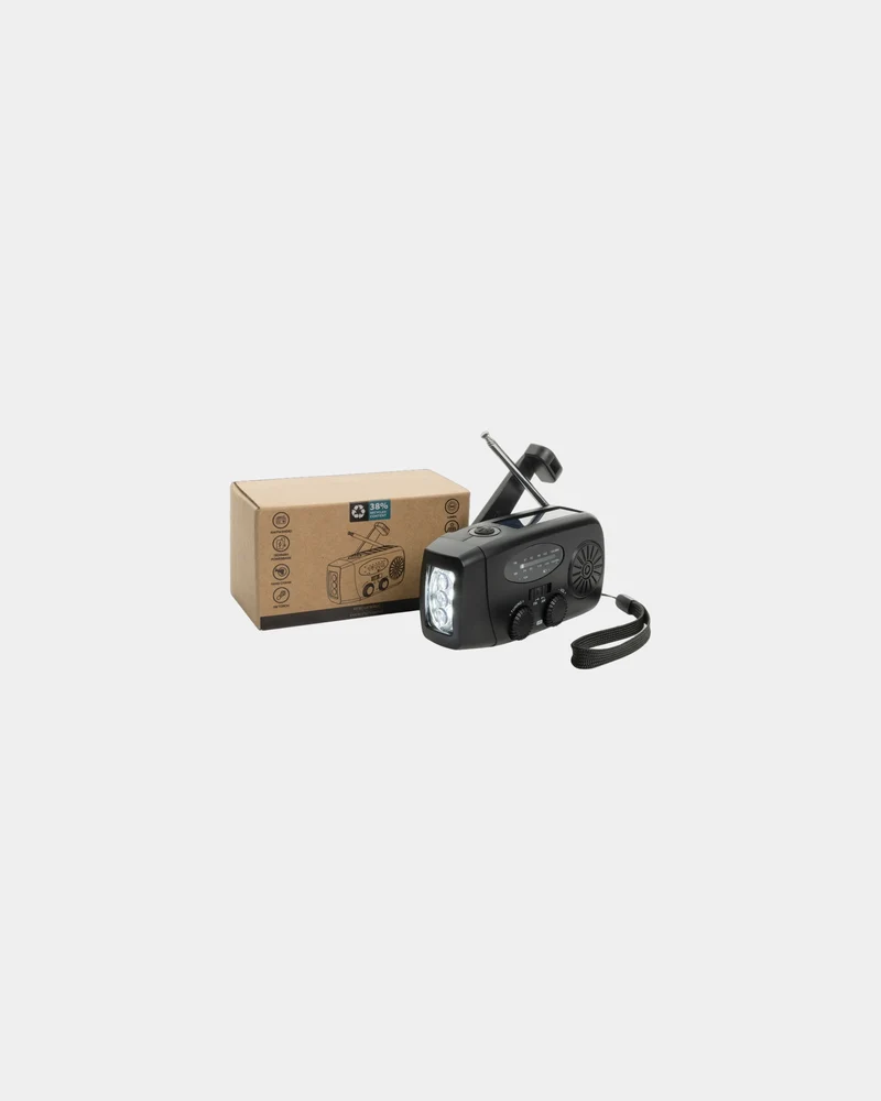 Radio de emergencia plástico reciclado para personalizar