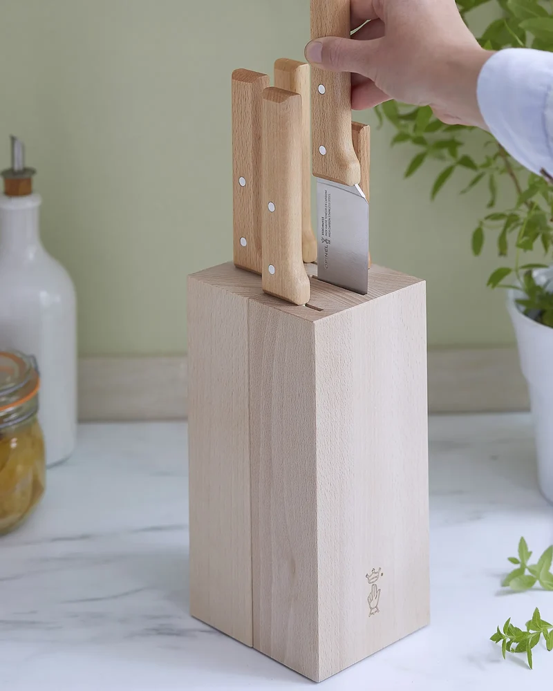 Bloque de cuchillos de haya Opinel para personalizar