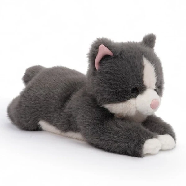 Peluche Tu Amigo Misty El Gato Gris Tumbado