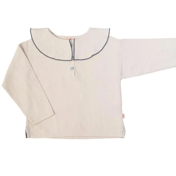 Camisa Niña Cotton Frise Cuello Ribete Azul Güito Kids