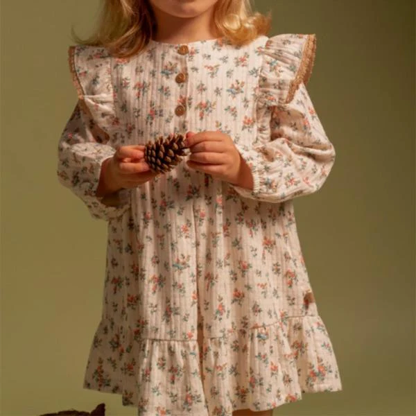 Vestido Uselina Floral 100% Algodón Laranjinha