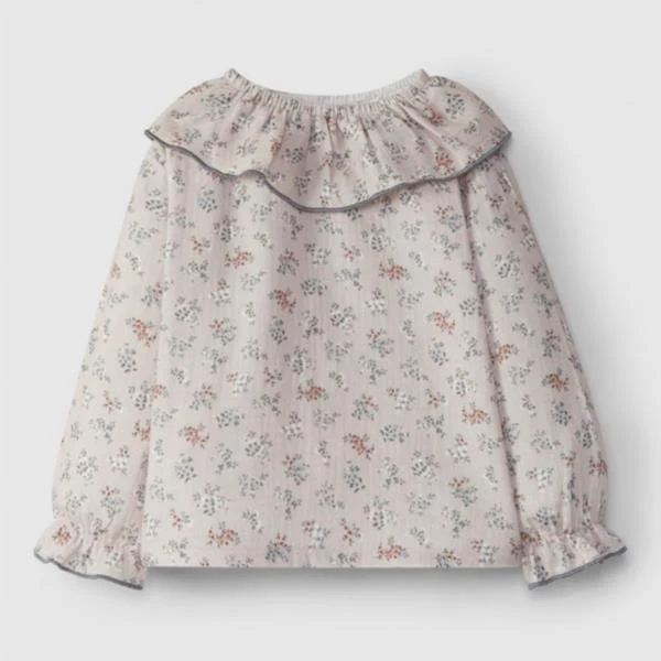 Blusa De Muselina Floral Con Cuello Laranjinha