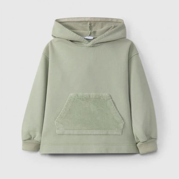 Sudadera Con Capucha Y Bolsillo De Pana Color Caqui Laranjinha