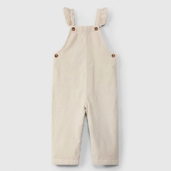 Peto Overall De Pana Ancha Con Bolsillos Trasero Color Arena Laranjinha