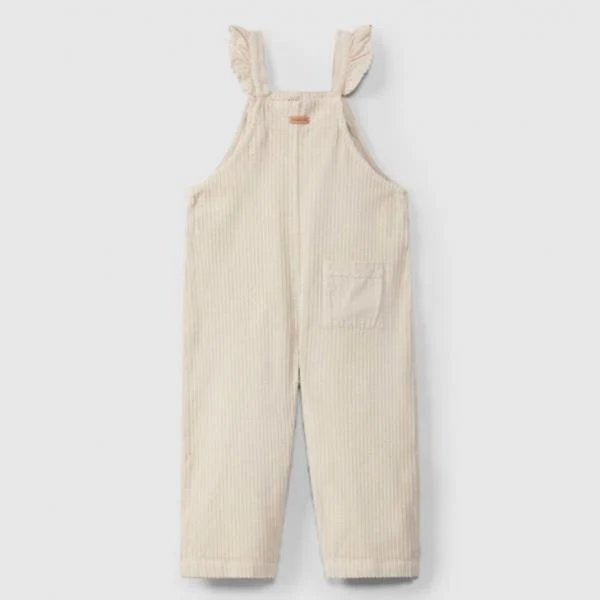Peto Overall De Pana Ancha Con Bolsillos Trasero Color Arena Laranjinha