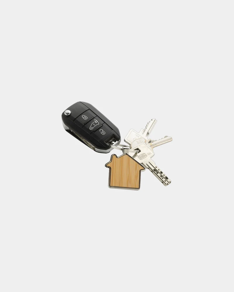 Llavero casa aleación de zinc reciclado para personalizar