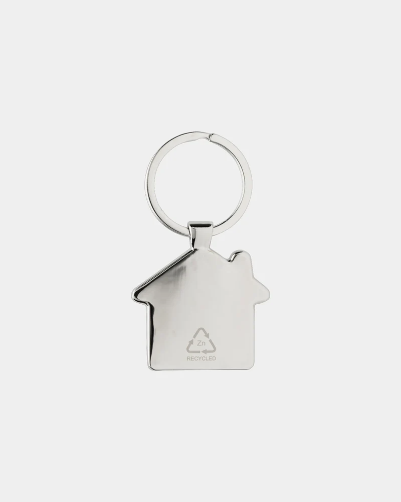 Llavero casa aleación de zinc reciclado para personalizar