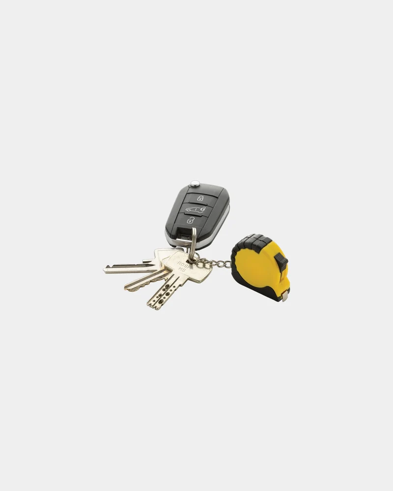 Llavero con cinta métrica ABS reciclado para personalizar