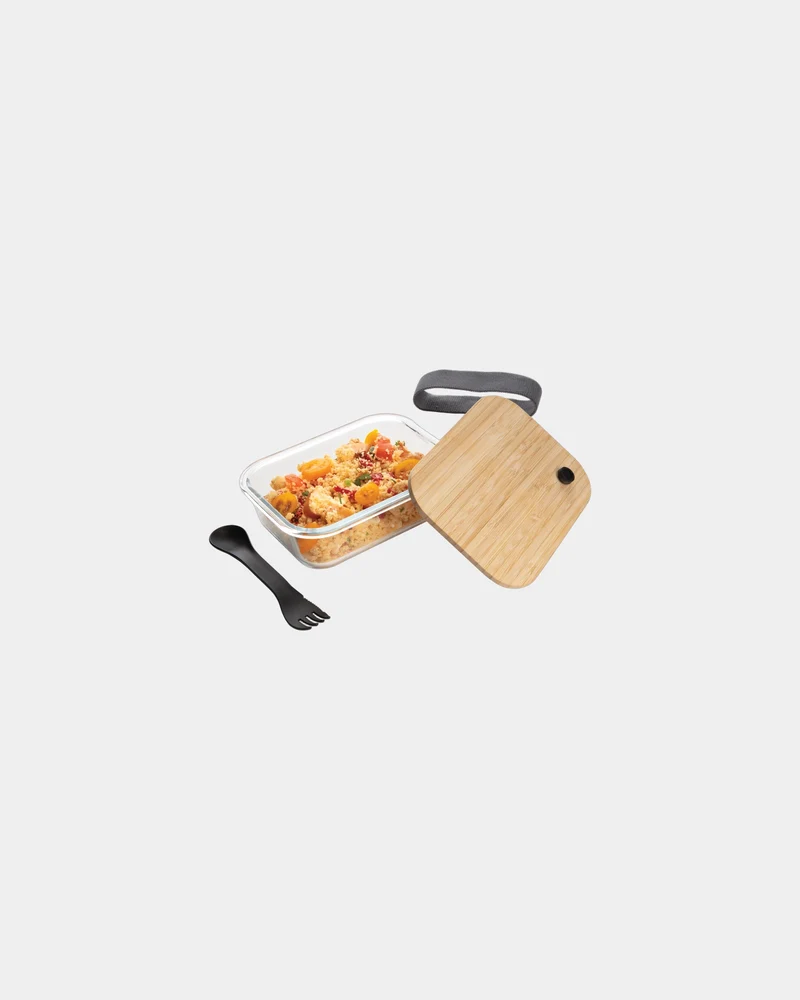 Fiambrera de vidrio y bambú 0,6L para personalizar
