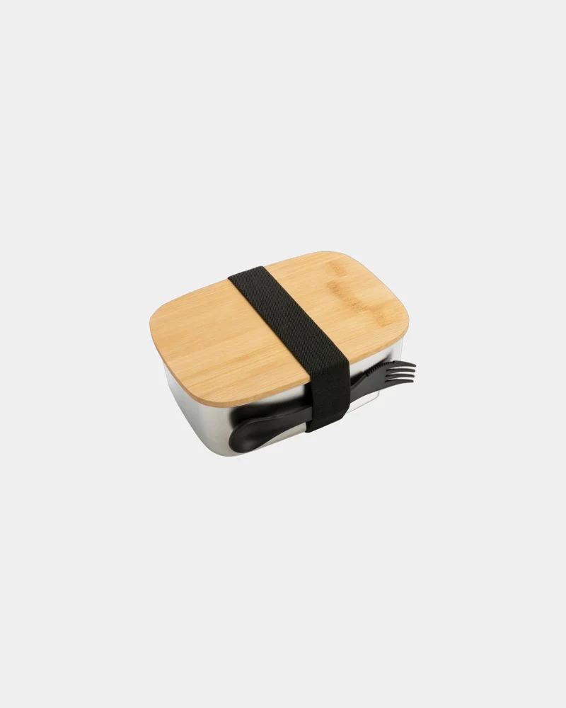 Fiambrera de acero con bambú 0,9L para personalizar