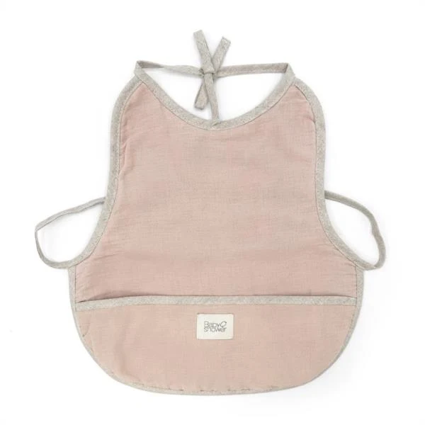 Maxi Babero Sin Mangas Nude Powder 100% Algodón Orgánico Babyshower