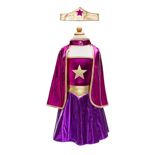 Vestido, capa y tocado de superhéroe estrella Great Pretenders