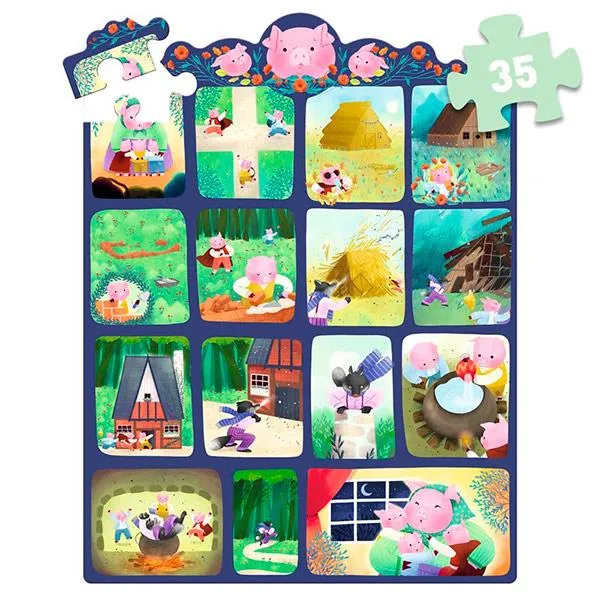 Puzzle Cuentos Los 3 Cerditos Djeco