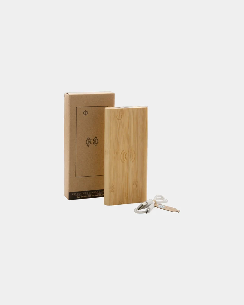 Power bank de bambú 8000 mAh para personalizar