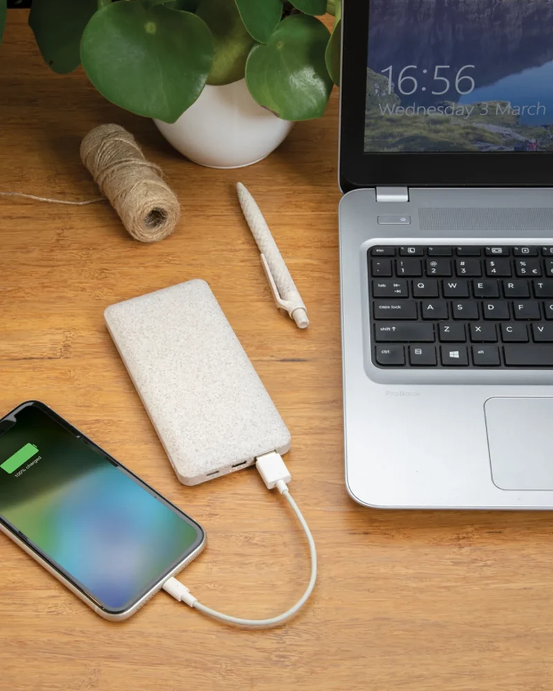 Power bank fibra de paja de trigo para personalizar