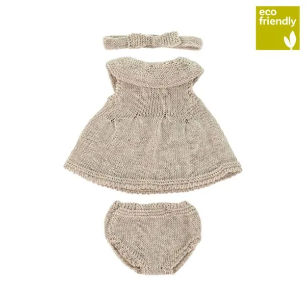 Conjunto Punto Vestido Diadema Para Muñecos 32cm