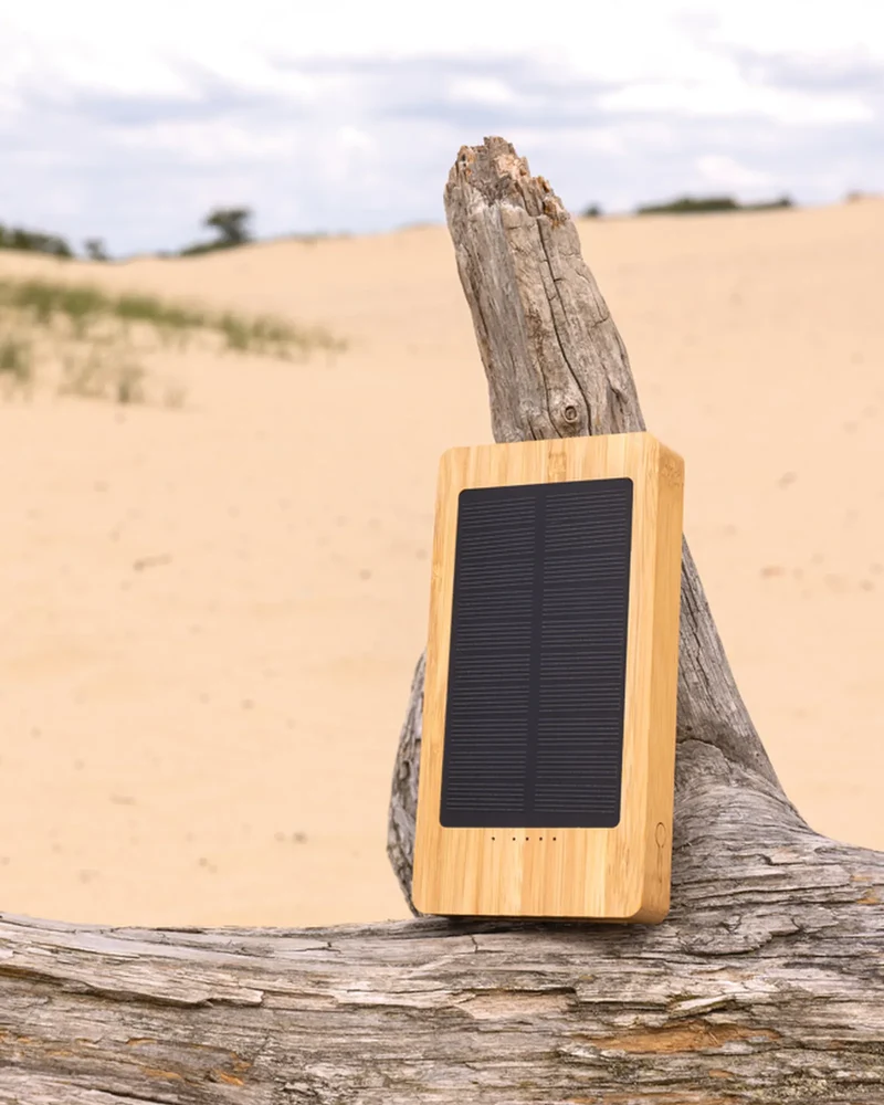 Power bank solar bambú 10.000 mAh para personalizar