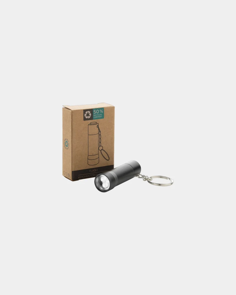 Llavero linterna aluminio reciclado RCS para personalizar