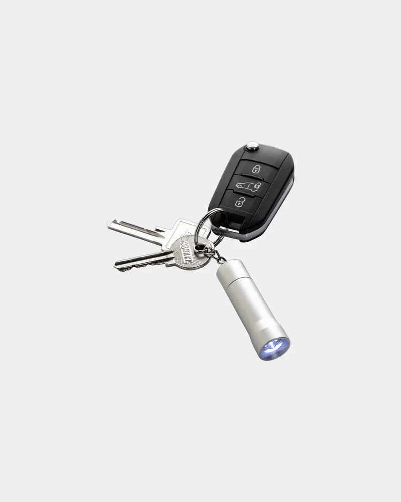 Llavero linterna aluminio reciclado RCS para personalizar