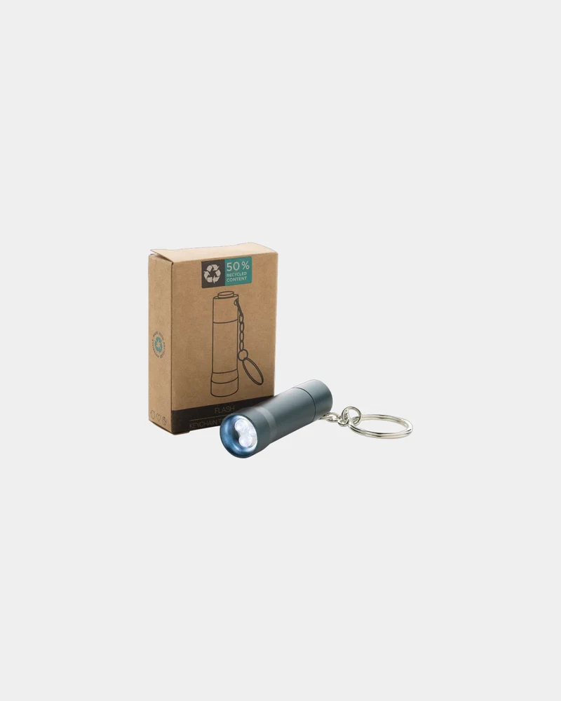 Llavero linterna aluminio reciclado RCS para personalizar