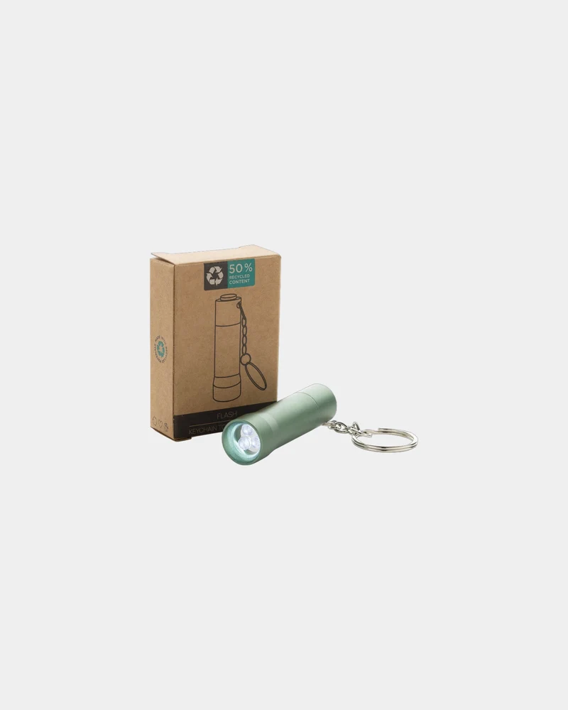 Llavero linterna aluminio reciclado RCS para personalizar