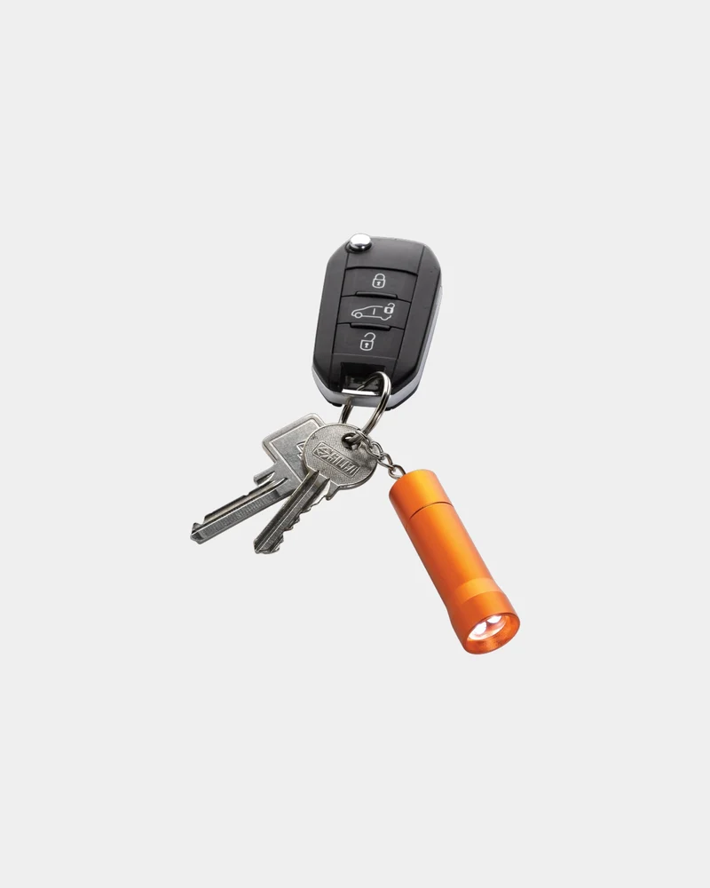 Llavero linterna aluminio reciclado RCS para personalizar
