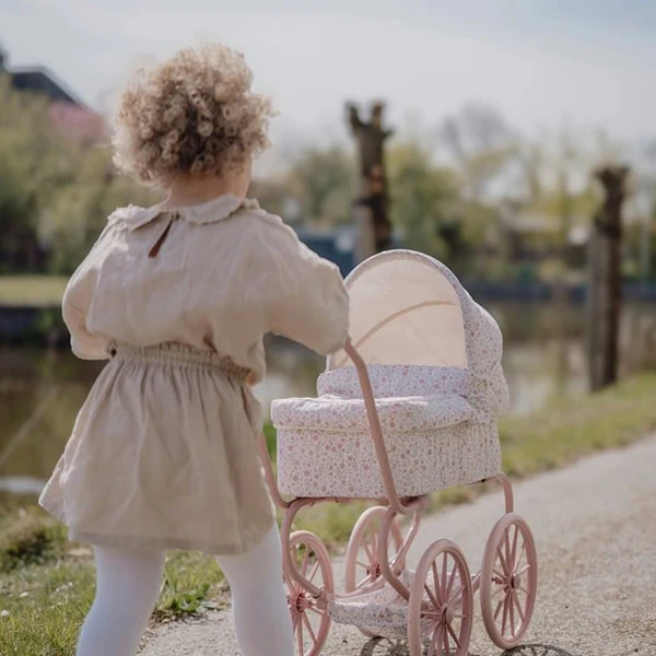 Carrito Muñecas Metal Flores Little Dutch