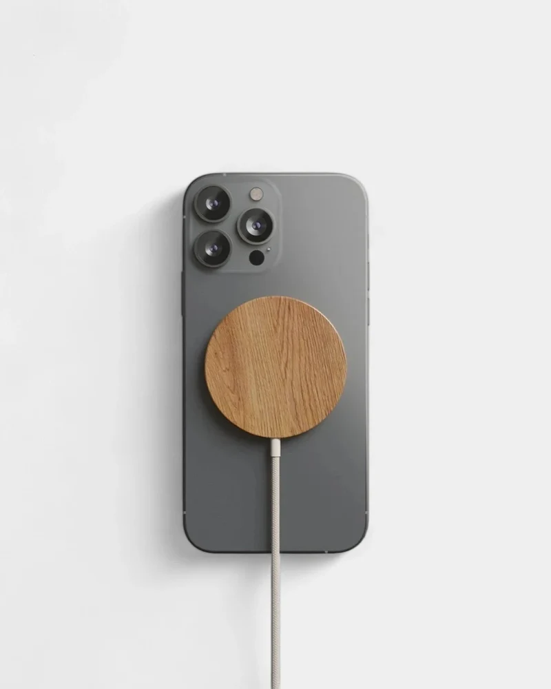 Cargador por inducción Magsafe de madera personalizable