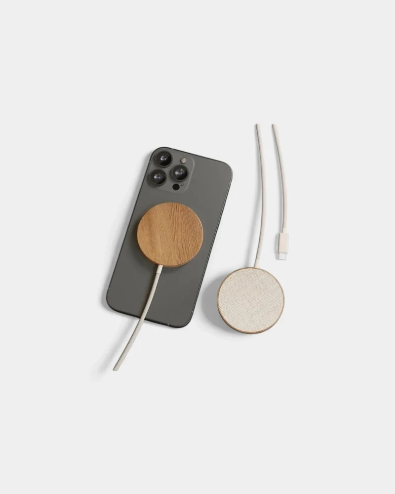 Cargador por inducción Magsafe de madera personalizable