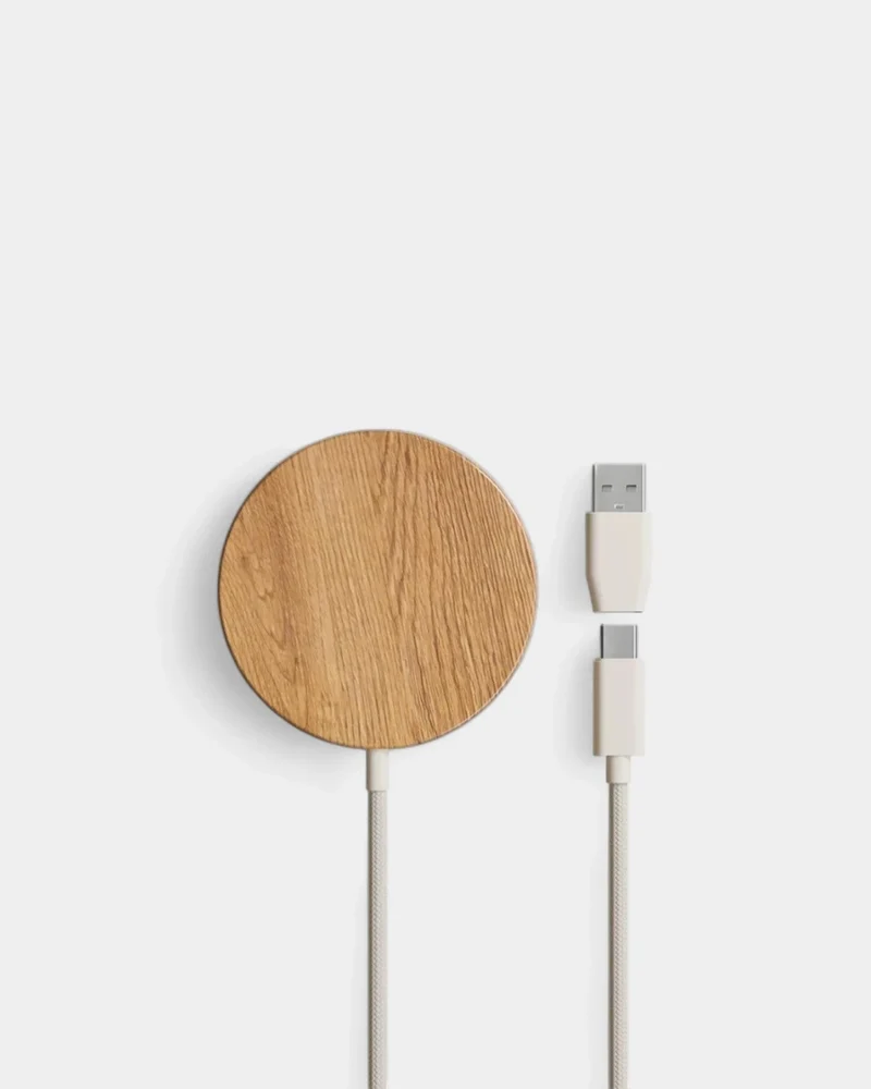 Cargador por inducción Magsafe de madera personalizable