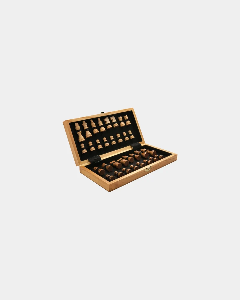 Juego de ajedrez plegable de madera FSC para personalizar